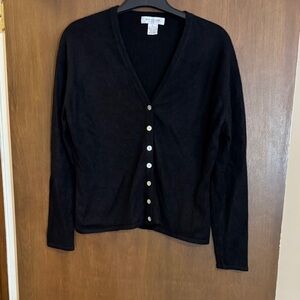 Classic Black Women's Cashmere Cardigan Size Large